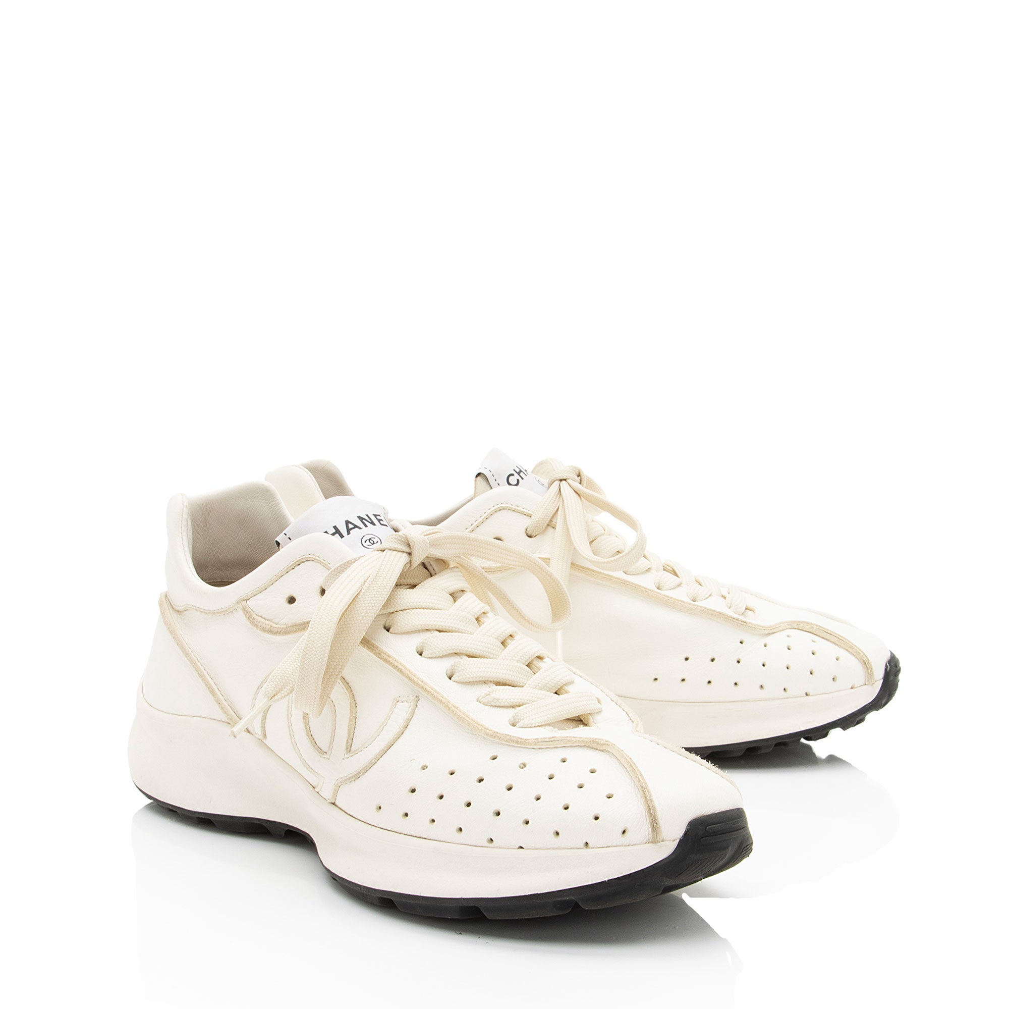 Chanel Perforated Leather CC Sneakers - Size 8.5 / 38.5