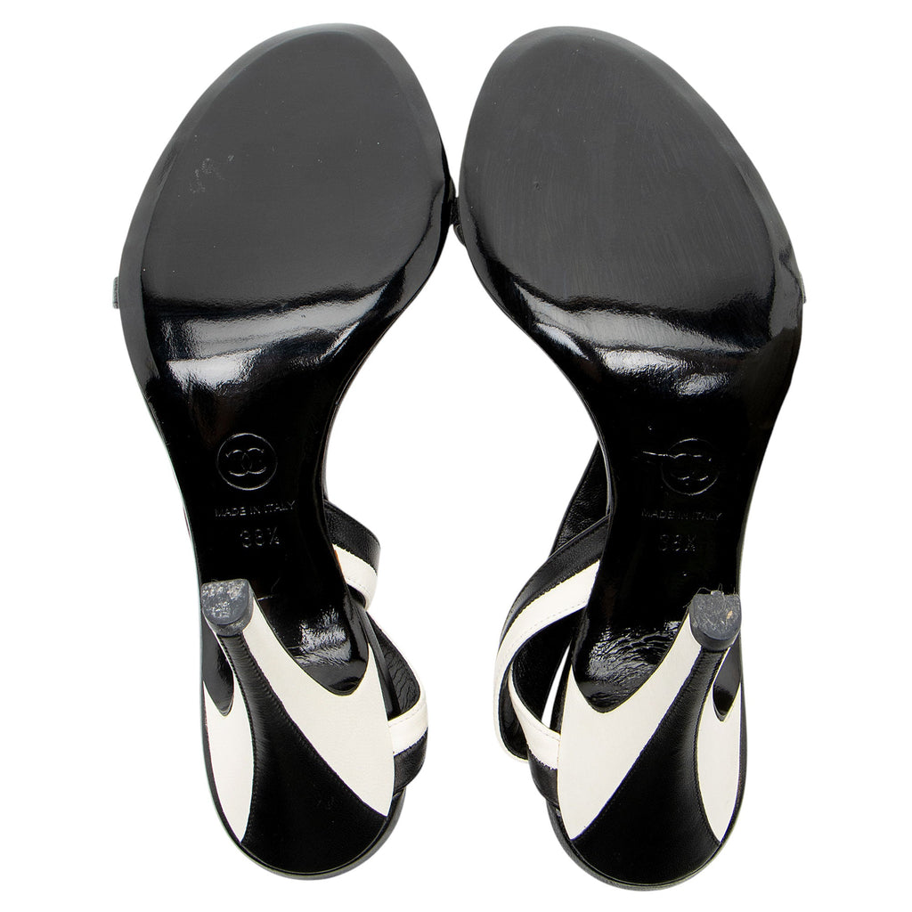 Chanel Bicolor Leather Wrap Sandals - Size 8.5 / 38.5
