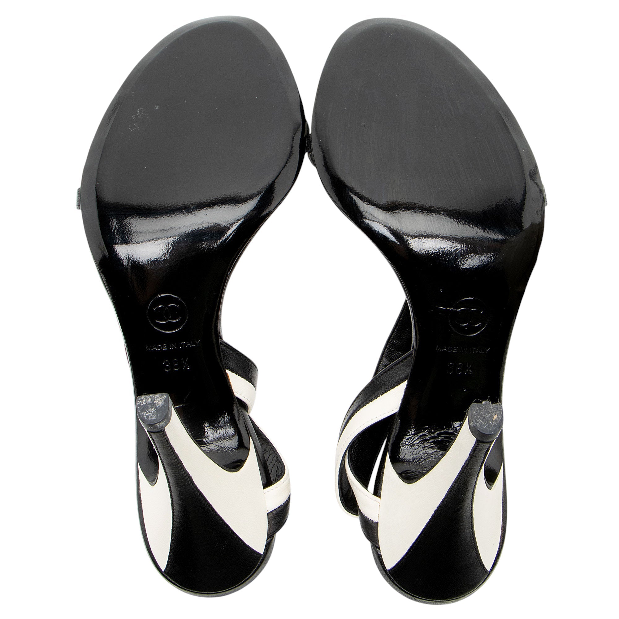 Chanel Bicolor Leather Wrap Sandals - Size 8.5 / 38.5
