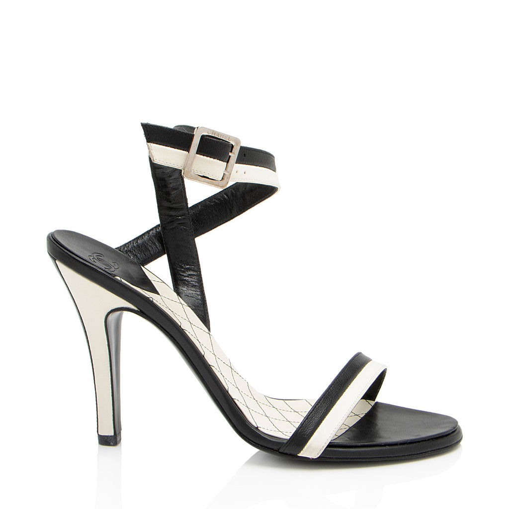 Chanel Bicolor Leather Wrap Sandals - Size 8.5 / 38.5
