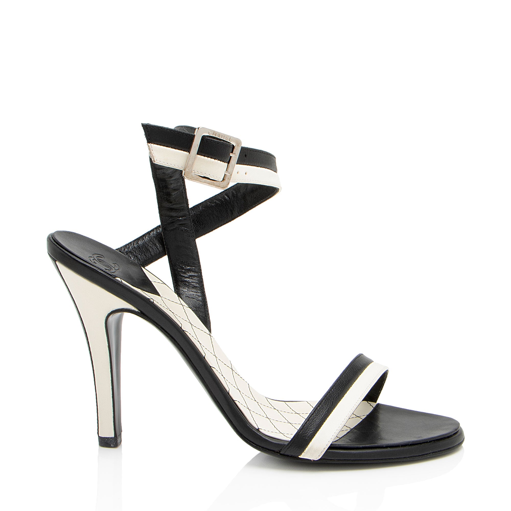 Chanel Bicolor Leather Wrap Sandals - Size 8.5 / 38.5