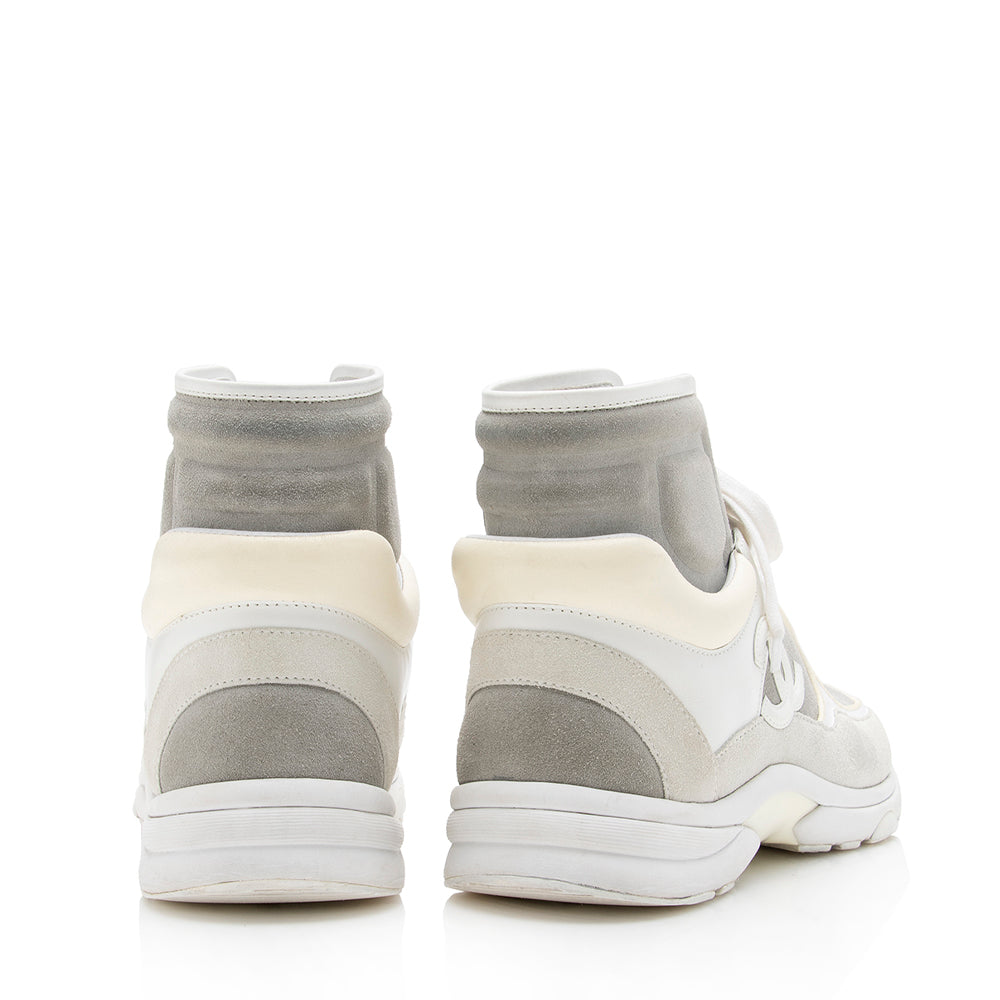 Chanel Leather Suede High Top Trainer Sneakers  - Size 9 / 39 (SHF-16038)