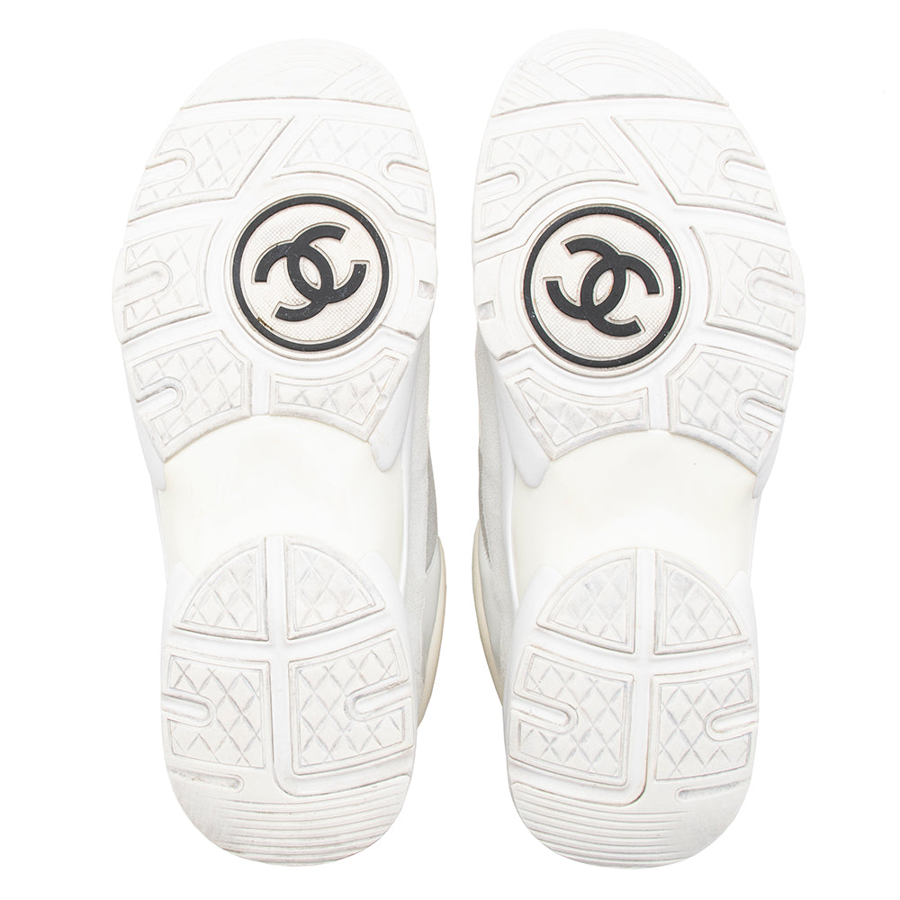 Chanel Leather Suede High Top Trainer Sneakers  - Size 9 / 39 (SHF-16038)