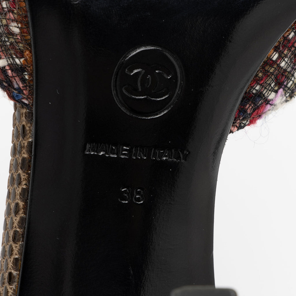 Chanel Lizard Tweed D'Orsay Pumps - Size 8 / 38 (SHF-sa4scJ)