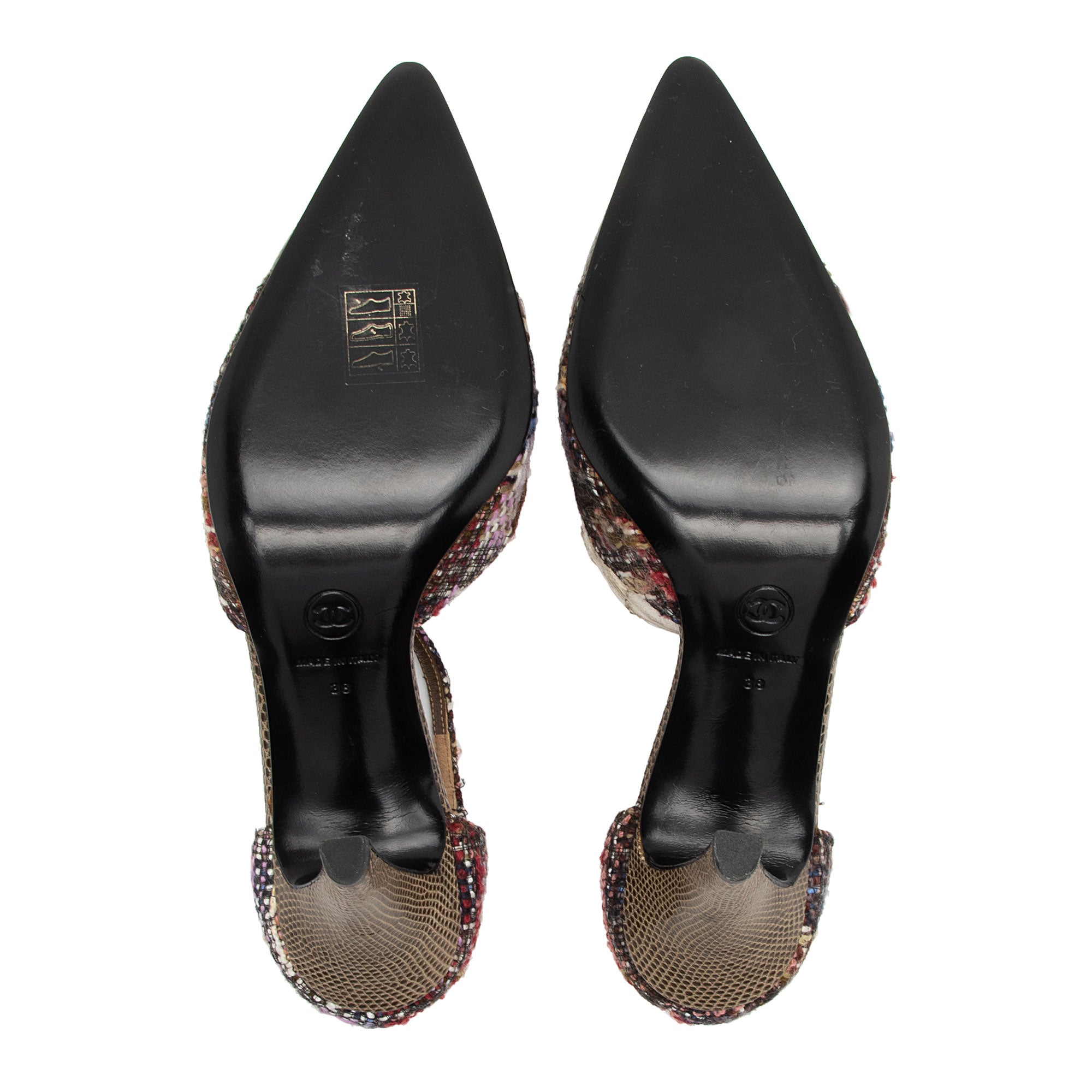 Chanel Lizard Tweed D'Orsay Pumps - Size 8 / 38 (SHF-sa4scJ)