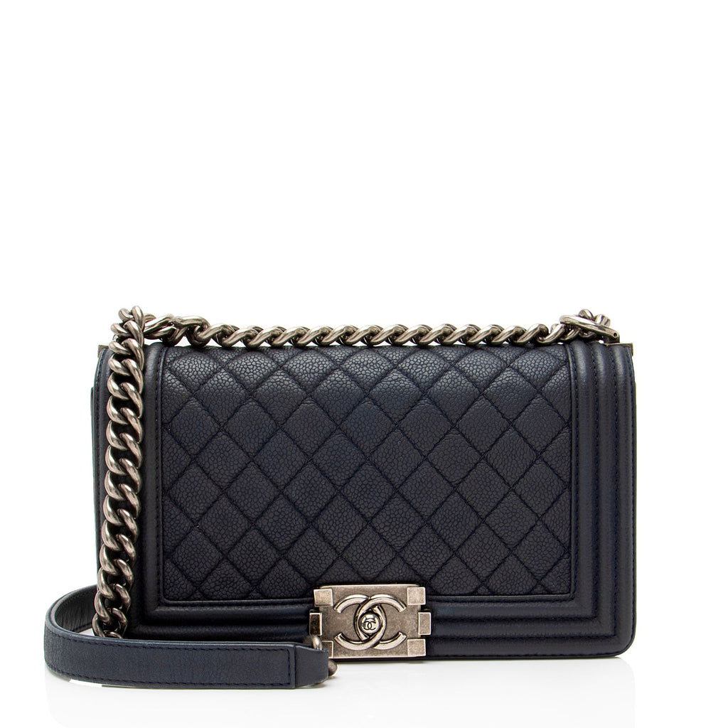 Chanel Matte Caviar Leather Old Medium Boy Bag