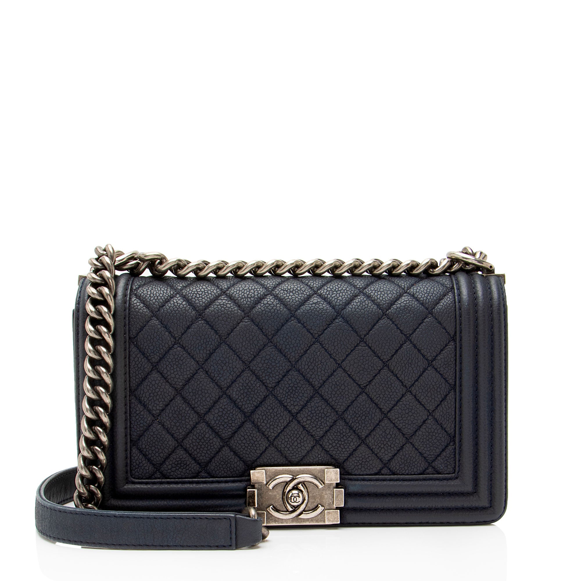 Chanel Matte Caviar Leather Old Medium Boy Bag
