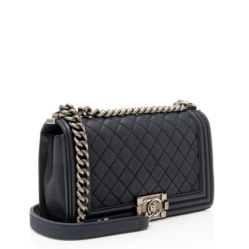 Chanel Matte Caviar Leather Old Medium Boy Bag