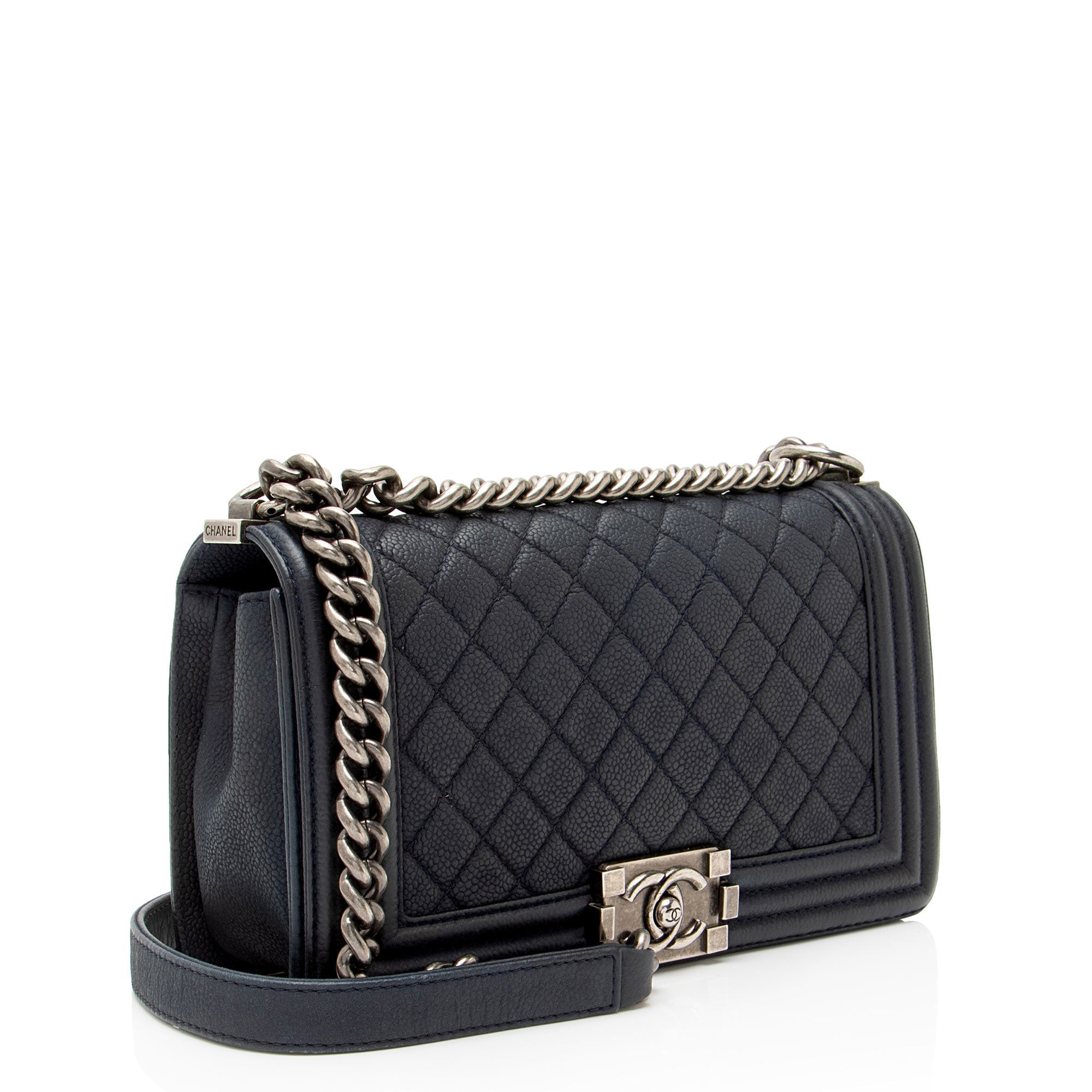 Chanel Matte Caviar Leather Old Medium Boy Bag