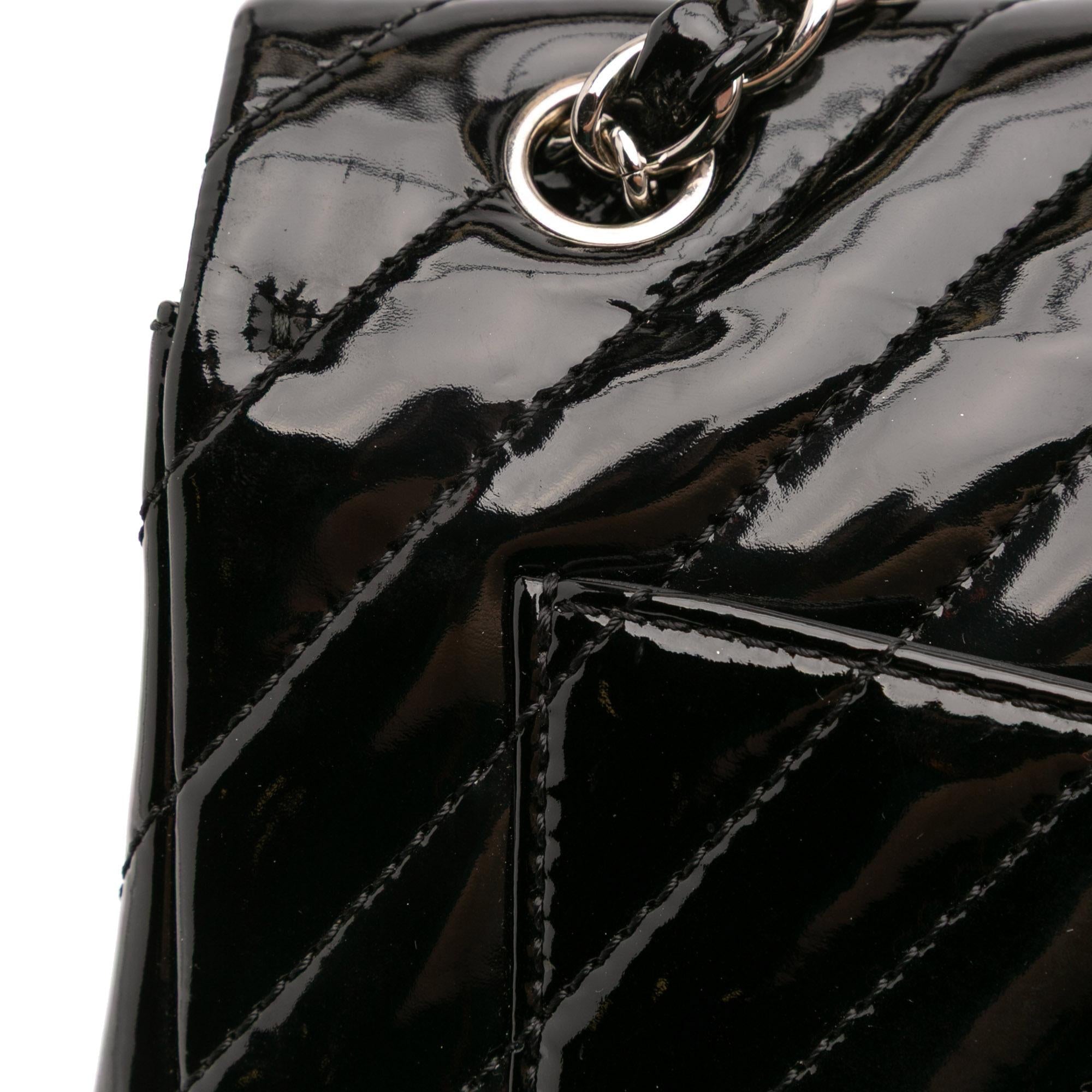Chanel Maxi Classic Chevron Patent Single Flap