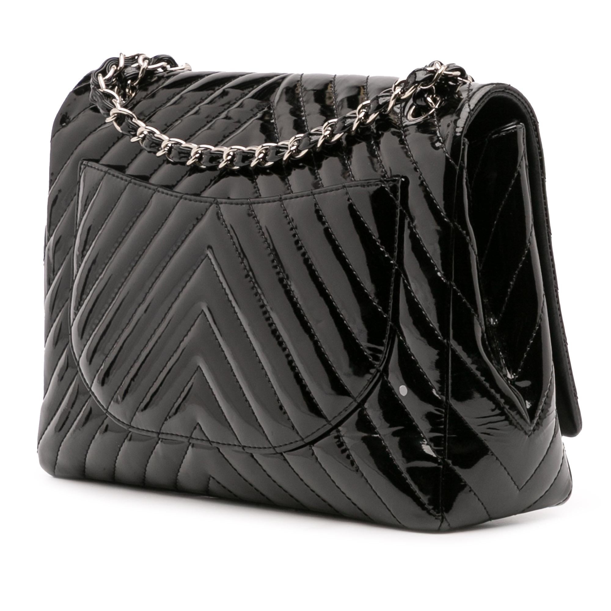 Chanel Maxi Classic Chevron Patent Single Flap