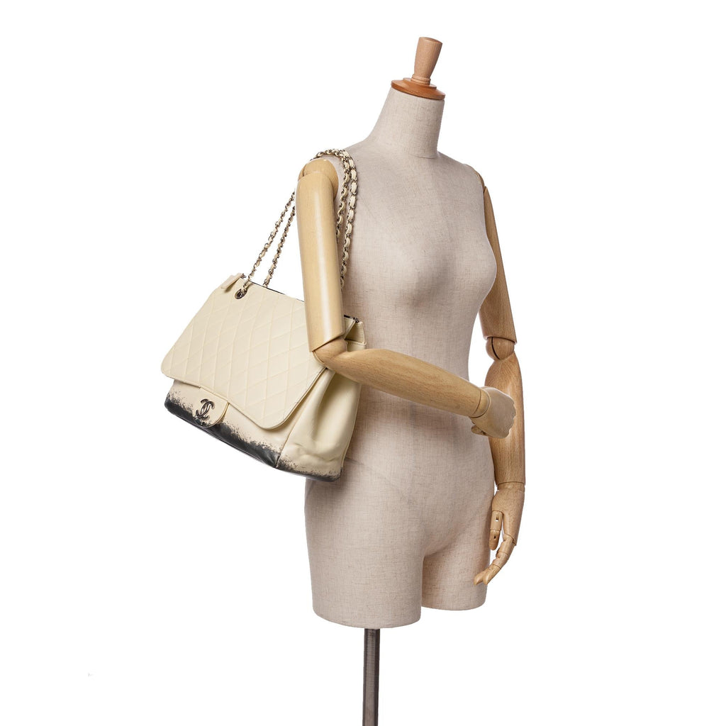 Chanel Maxi Quilted Calfskin Blizzard Zip Top Flap