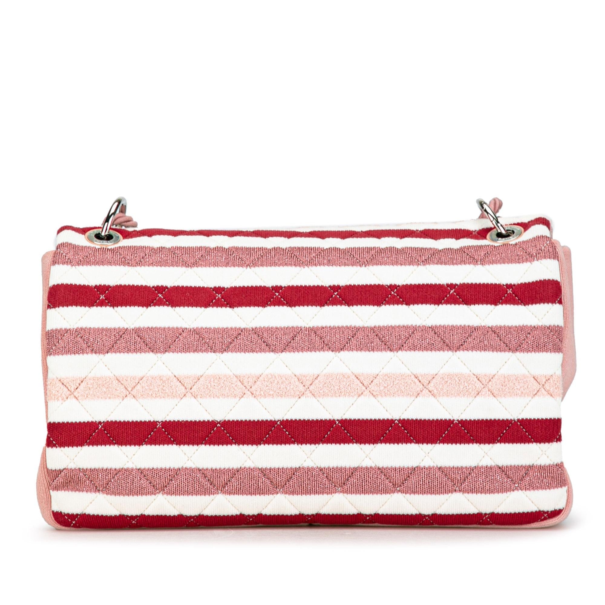 Chanel Maxi Stripe Jersey Felt and Rope Flap (SHG-64cbwe)
