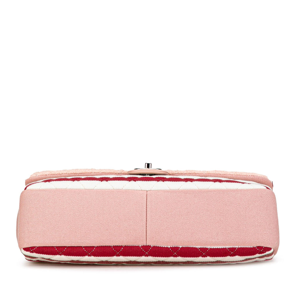 Chanel Maxi Stripe Jersey Felt and Rope Flap (SHG-64cbwe)