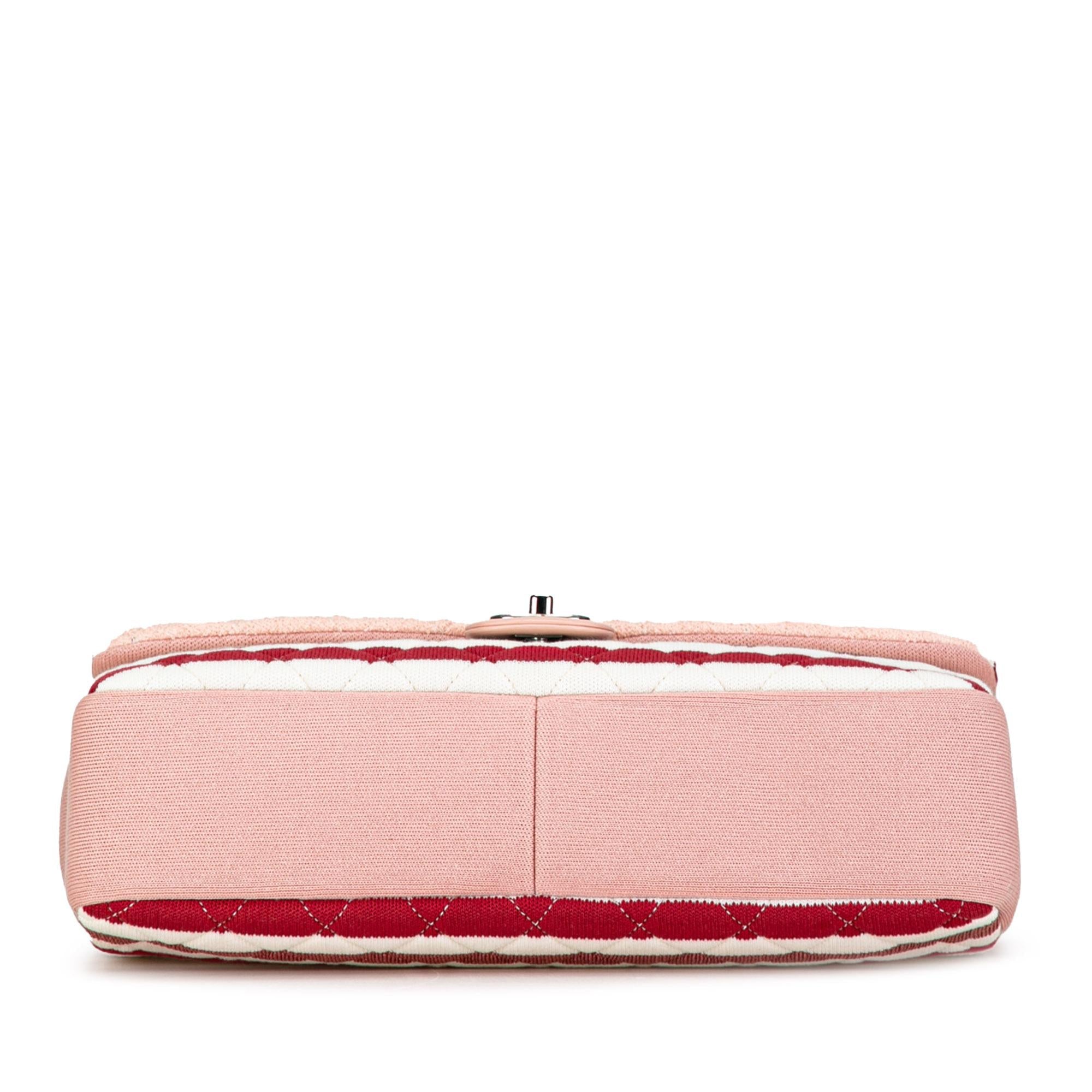 Chanel Maxi Stripe Jersey Felt and Rope Flap (SHG-64cbwe)