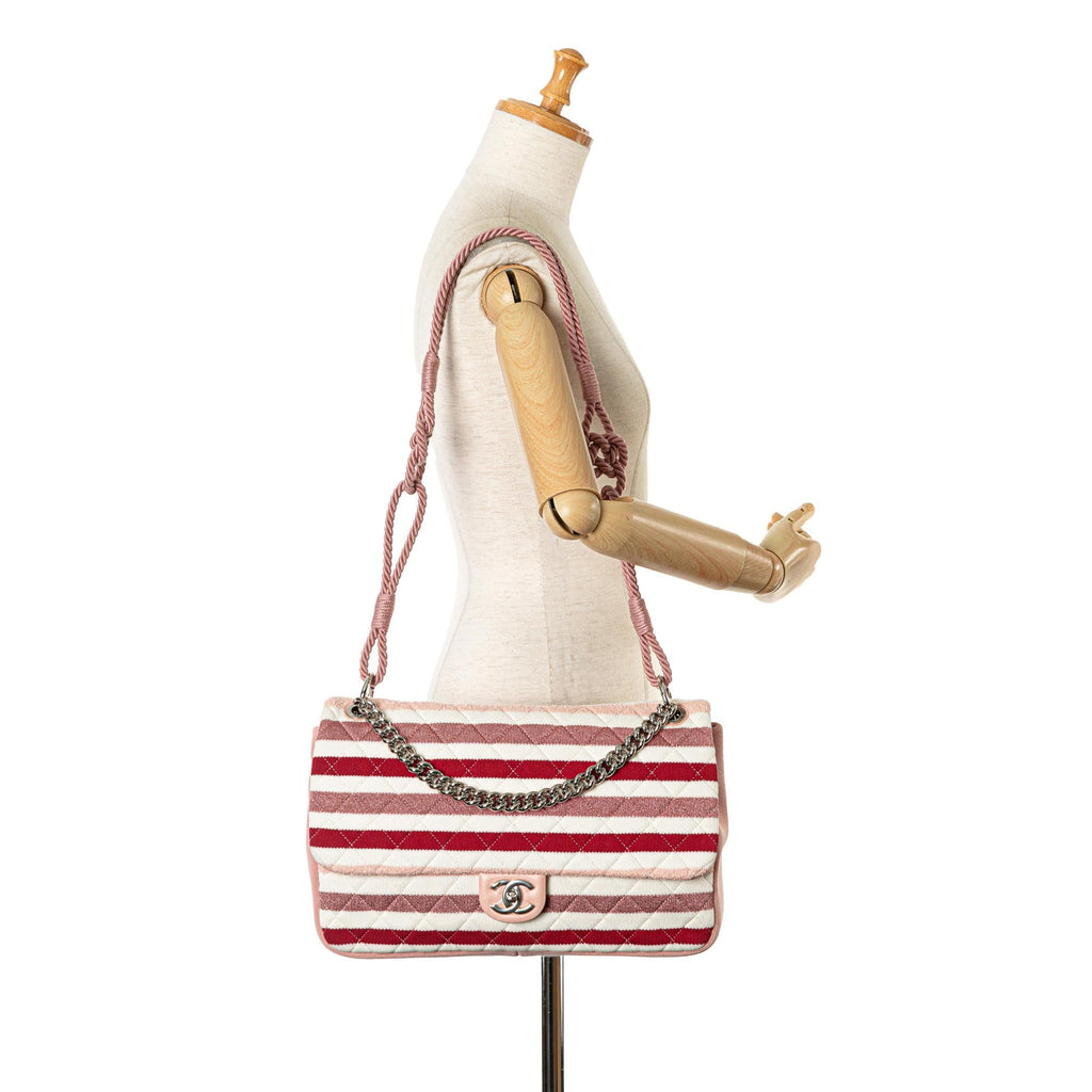 Chanel Maxi Stripe Jersey Felt and Rope Flap (SHG-Zvi1g1)