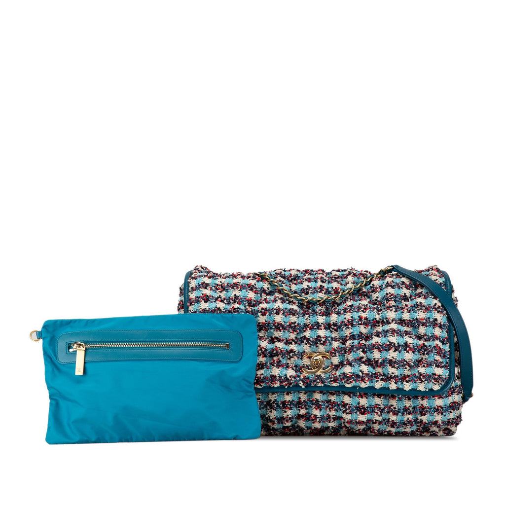 Chanel Maxi Tweed Chesterfield Single Flap (SHG-t8PRWy)