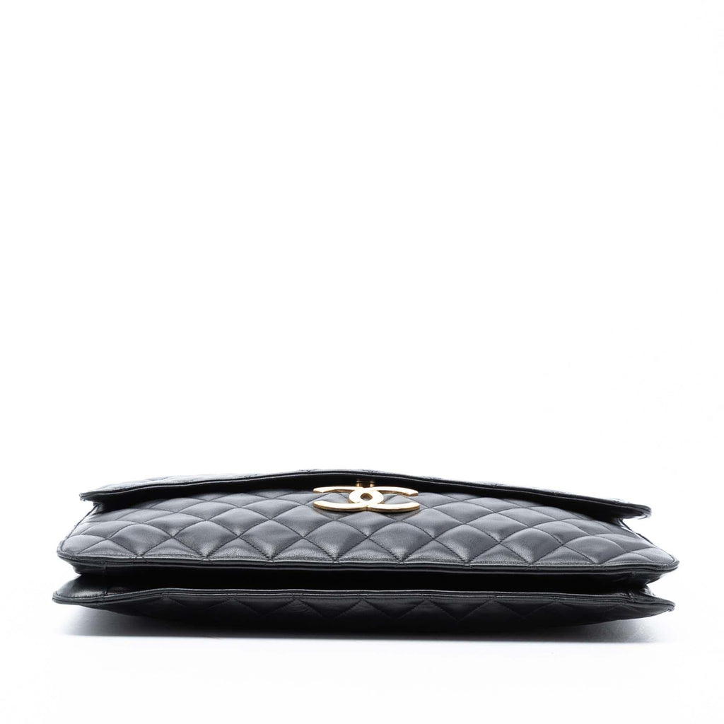 Chanel Maxi XL Quilted Lambskin Clutch with Chain