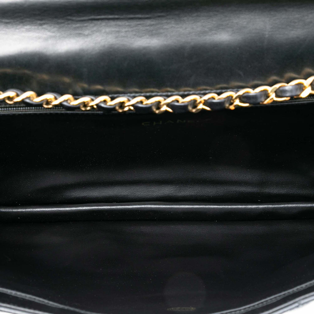 Chanel Maxi XL Quilted Lambskin Clutch with Chain