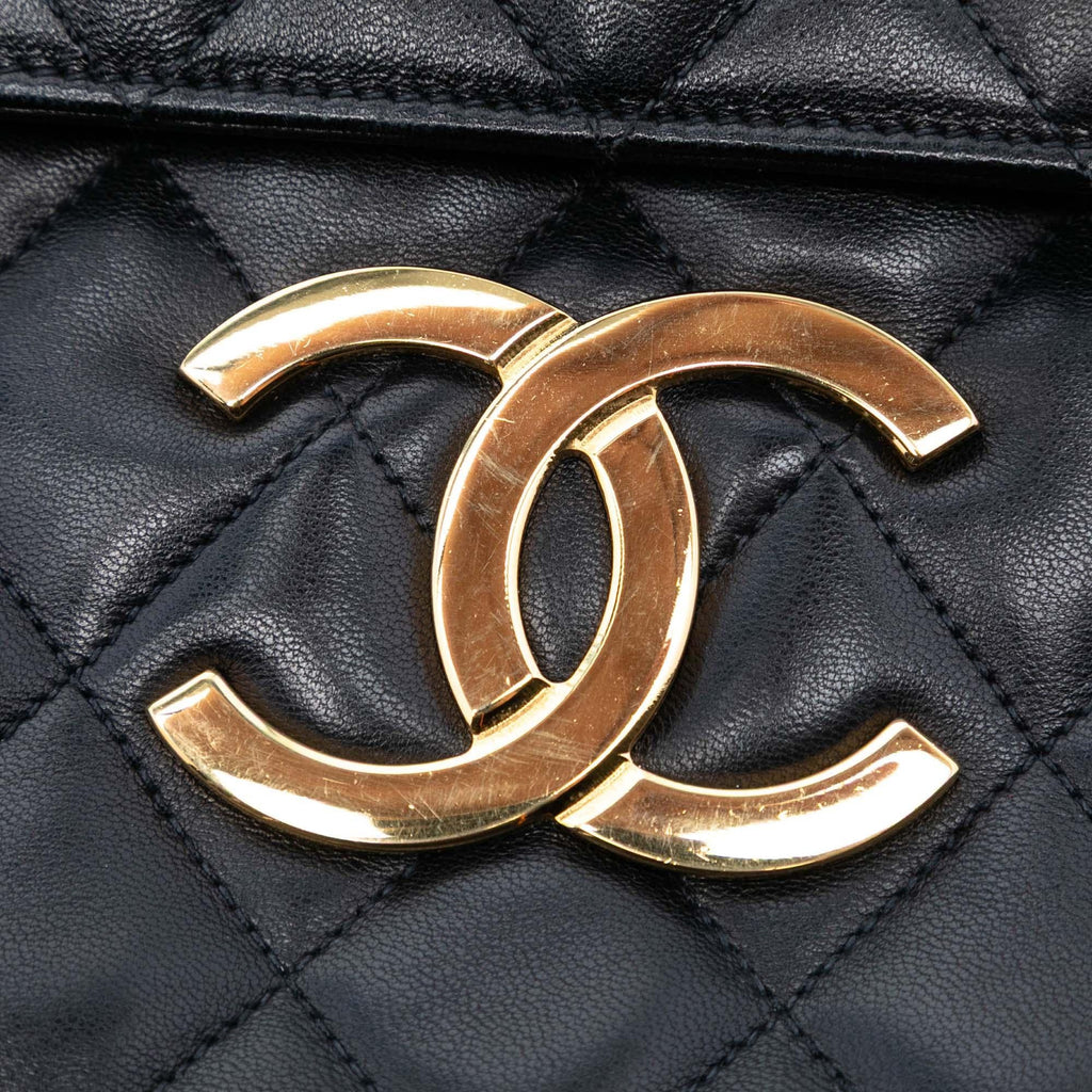 Chanel Maxi XL Quilted Lambskin Clutch with Chain