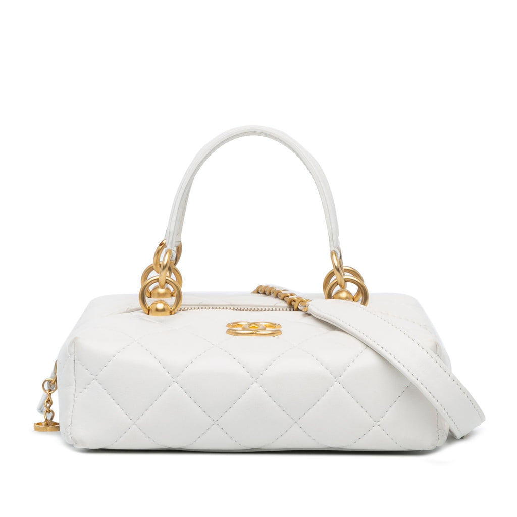 Chanel Métiers d'Art CC Quilted Lambskin Box with Top Handle Bag