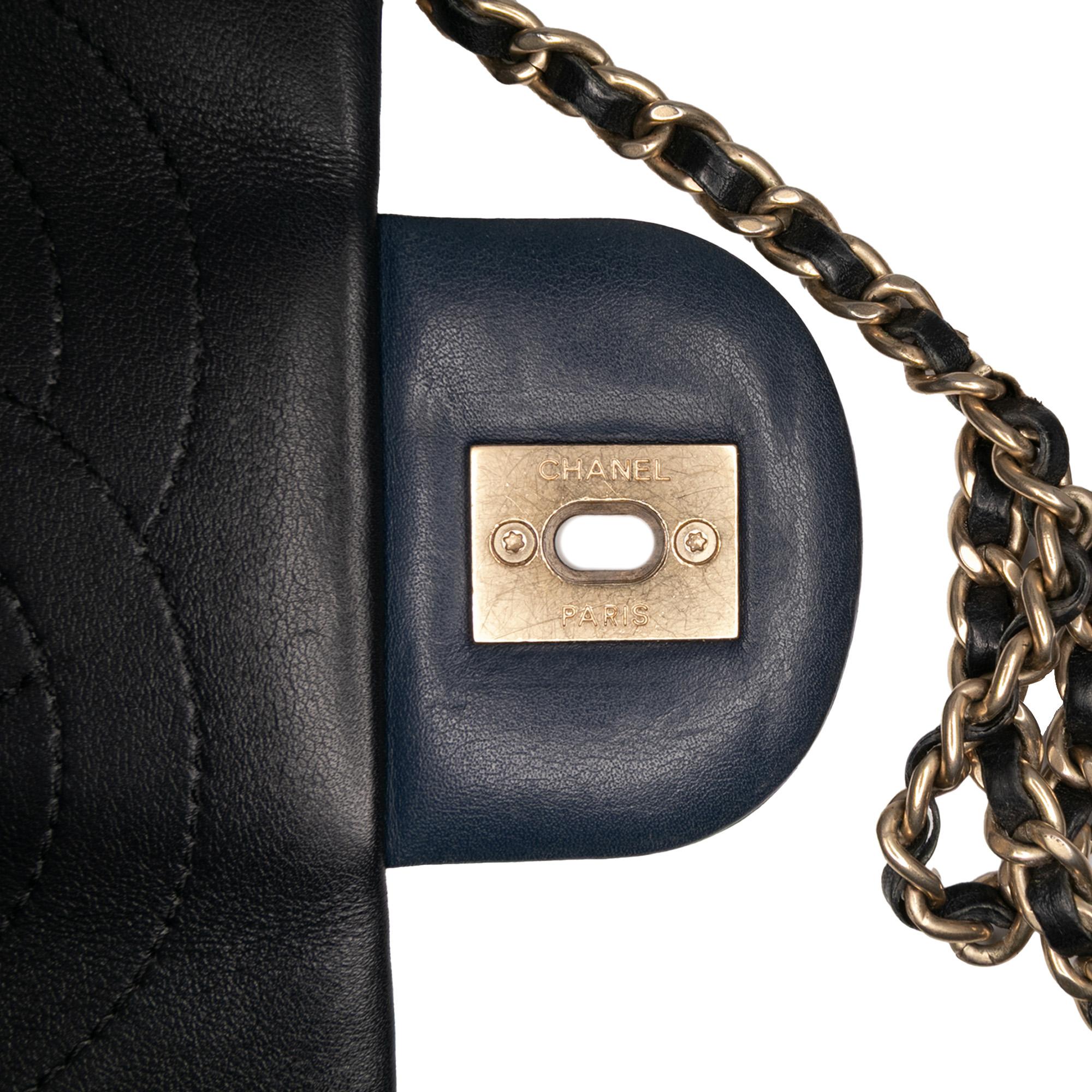 Chanel Medium Bicolor Calfskin Graphic Flap