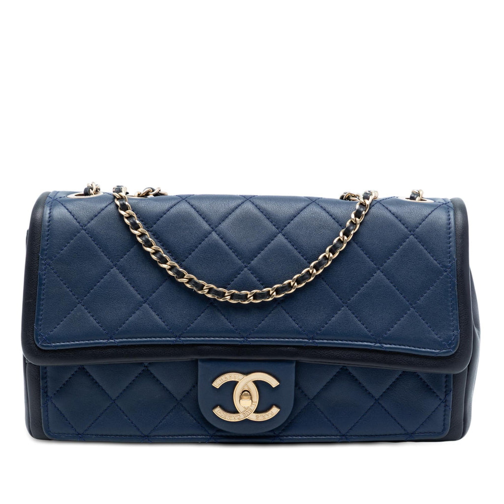 Chanel Medium Bicolor Calfskin Graphic Flap
