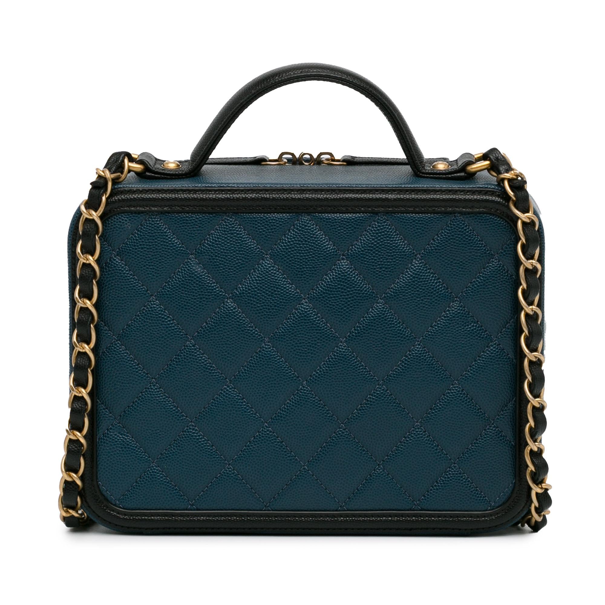 Chanel Medium Bicolor Caviar CC Filigree Vanity Case (SHG-FS85RY)