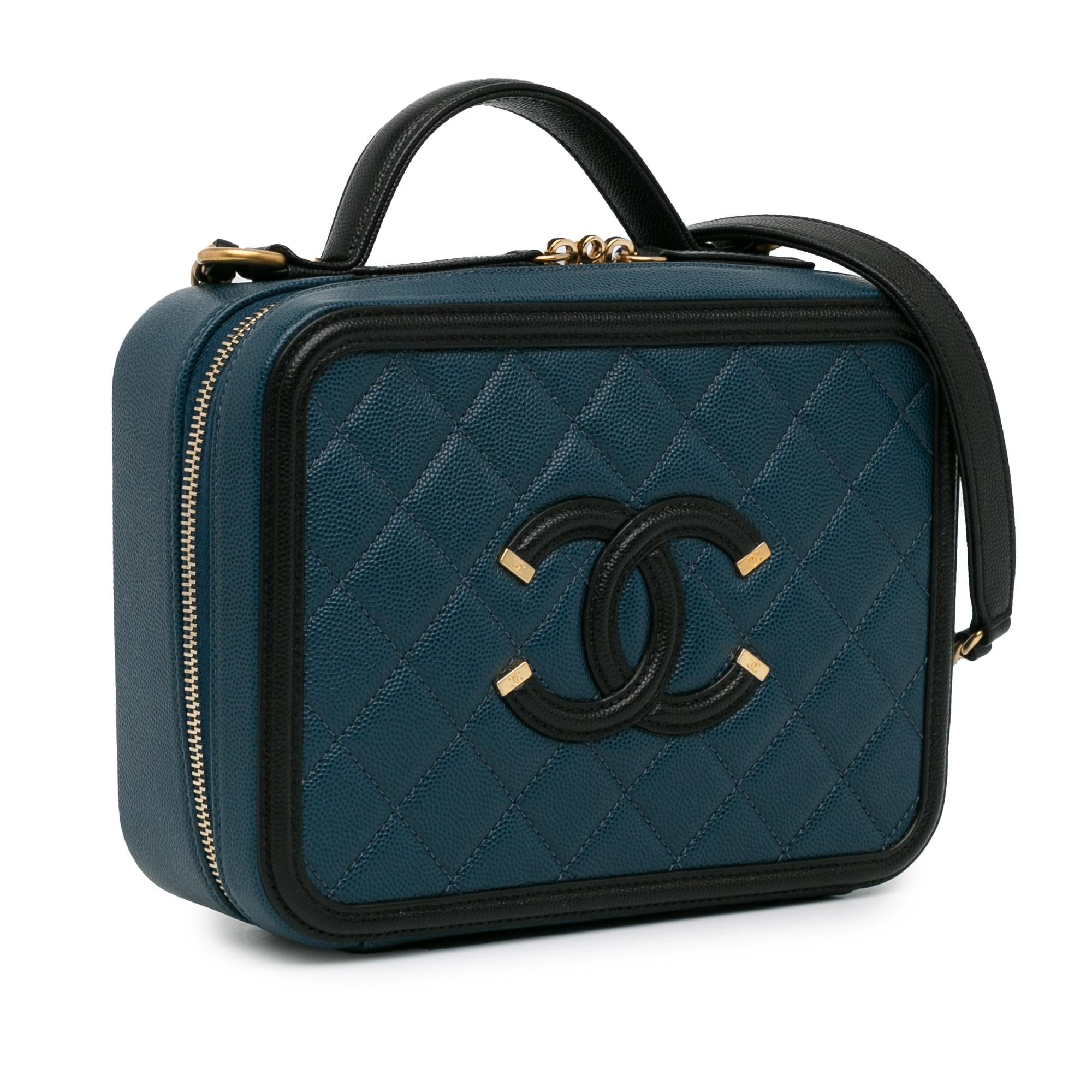 Chanel Medium Bicolor Caviar CC Filigree Vanity Case (SHG-FS85RY)