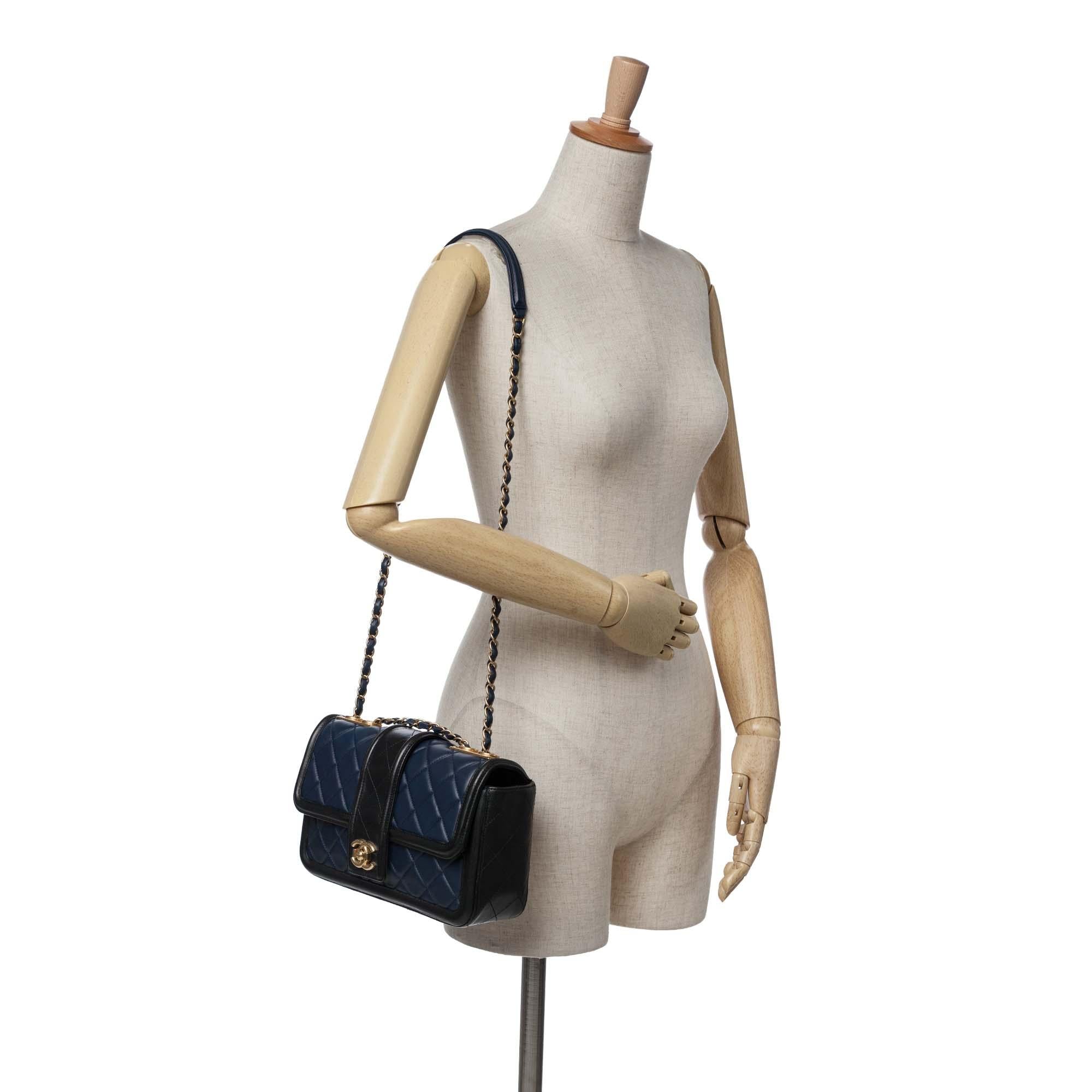 Chanel Medium Bicolor Quilted Lambskin Elegant CC Flap