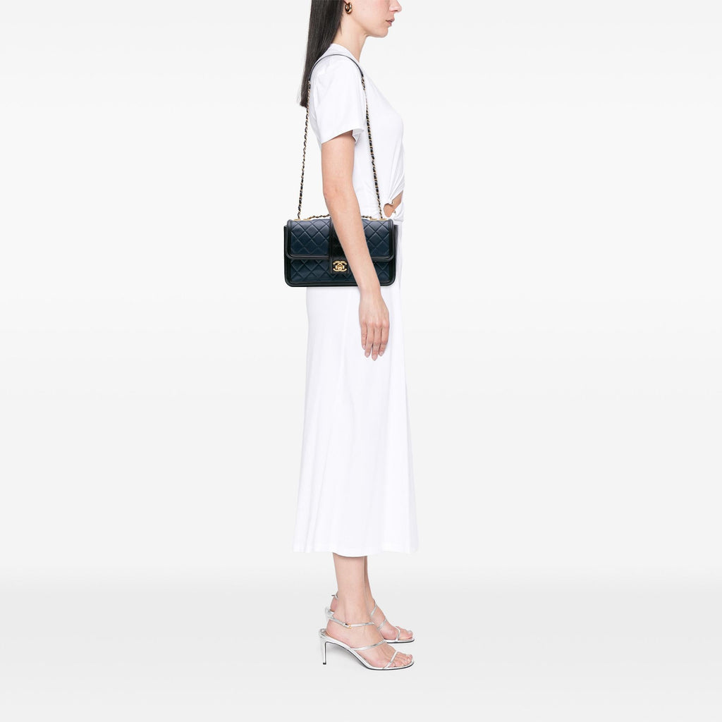 Chanel Medium Bicolor Quilted Lambskin Elegant CC Flap