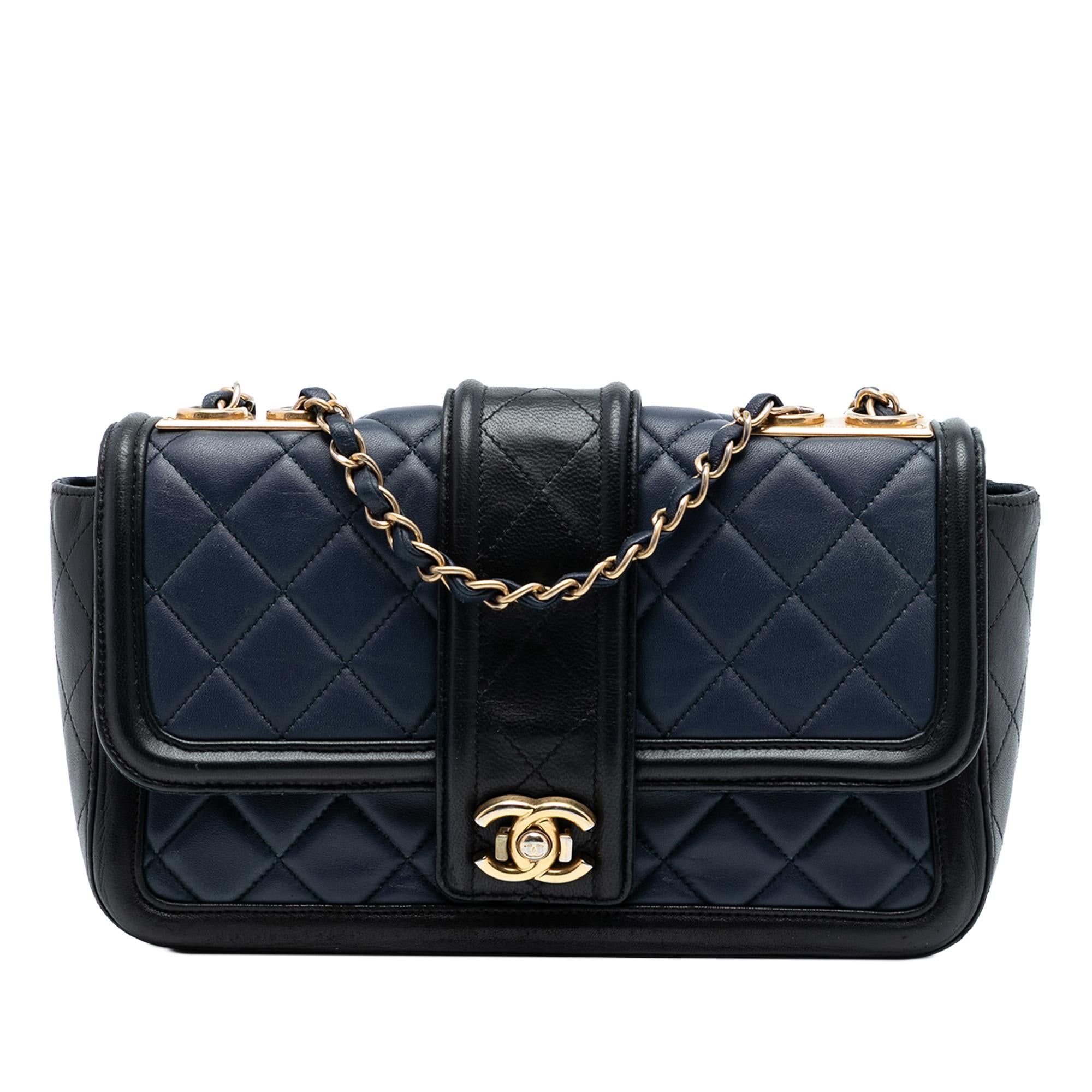 Chanel Medium Bicolor Quilted Lambskin Elegant CC Flap