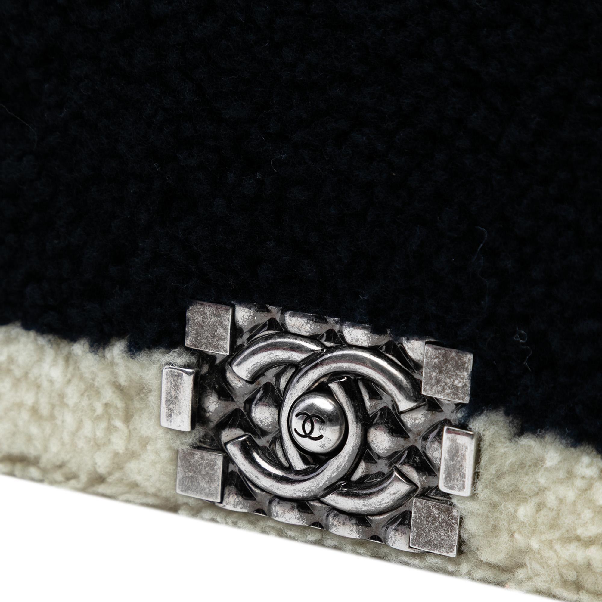Chanel Medium Bicolor Shearling Boy Flap