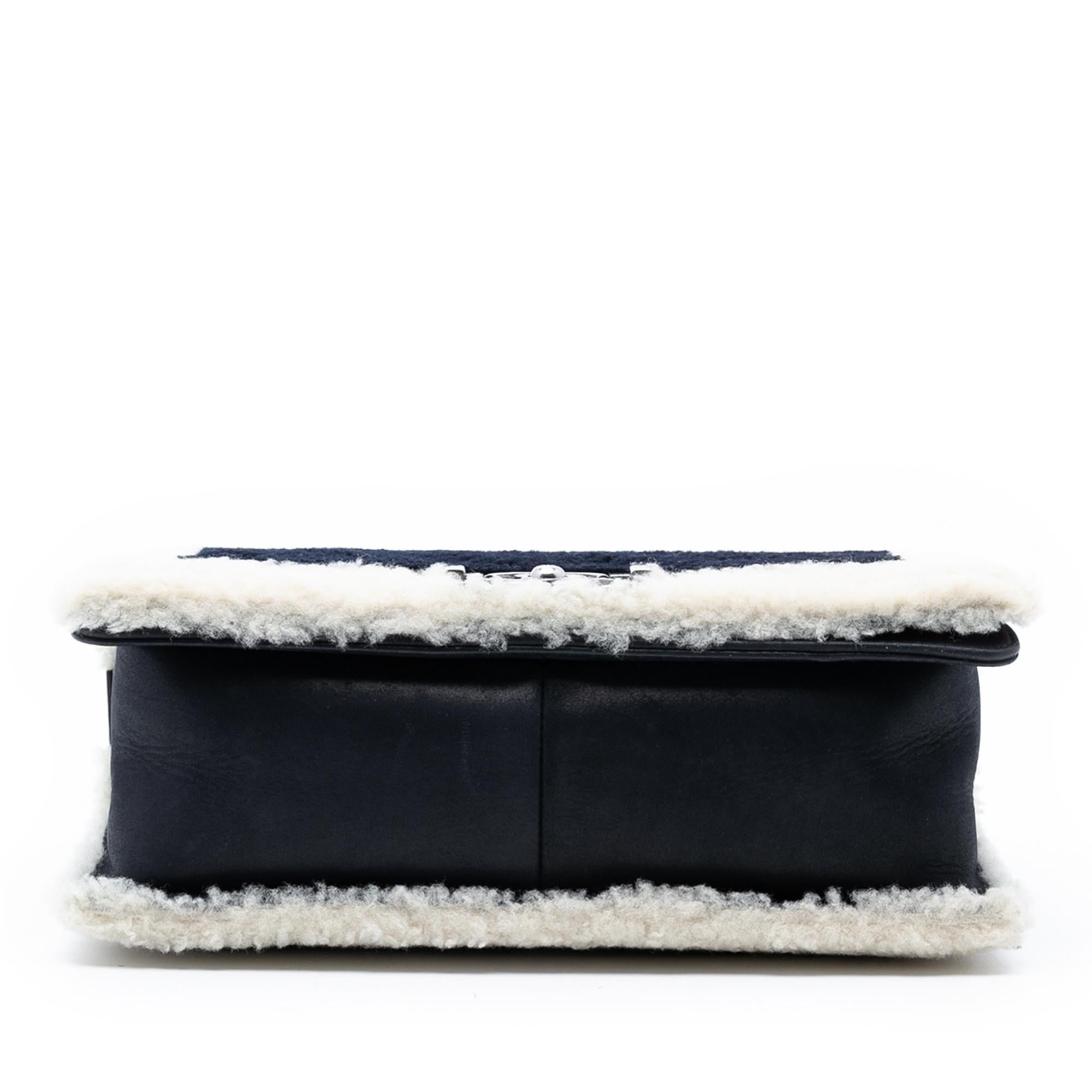 Chanel Medium Bicolor Shearling Boy Flap