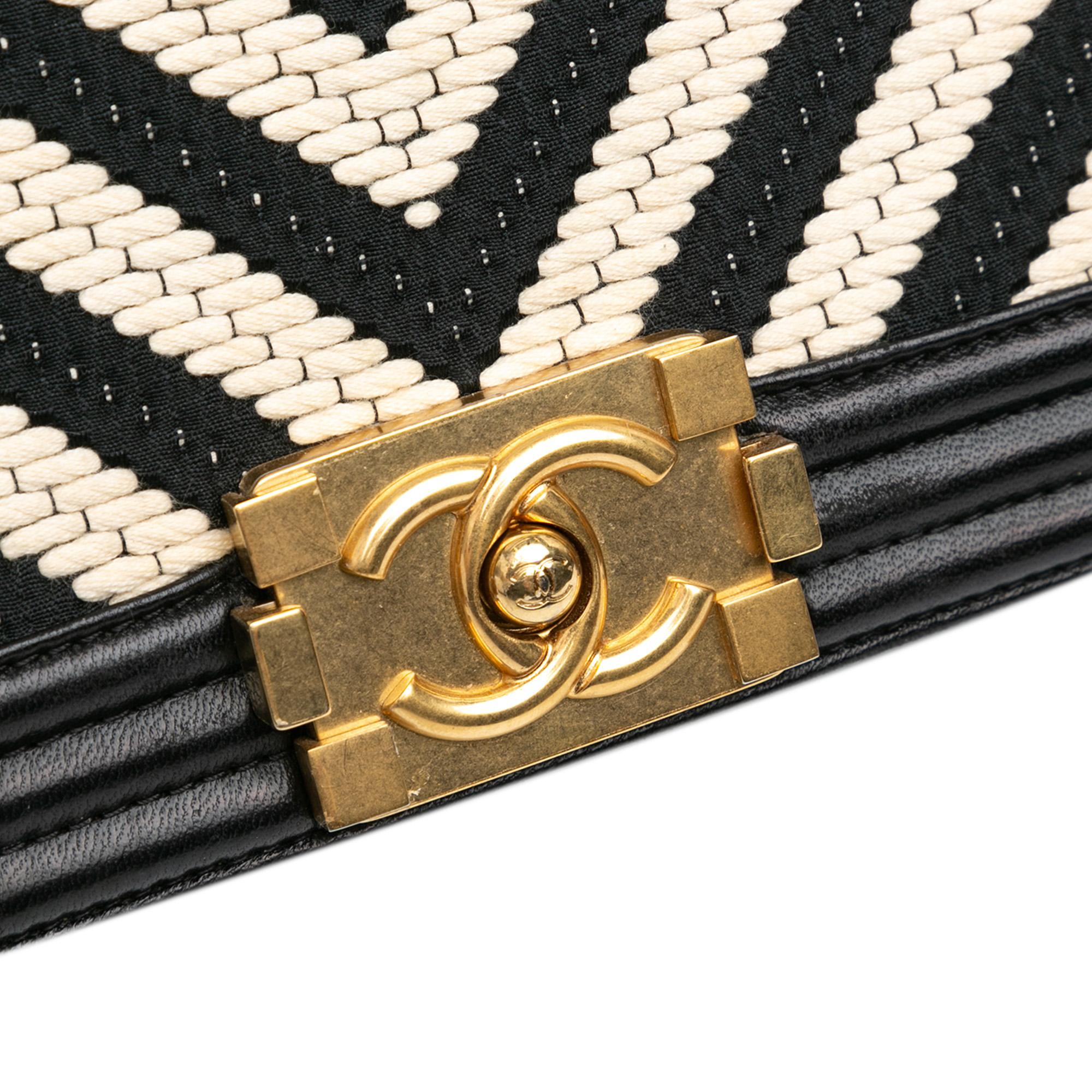 Chanel Medium Braided Chevron Cotton and Lambskin Boy Flap