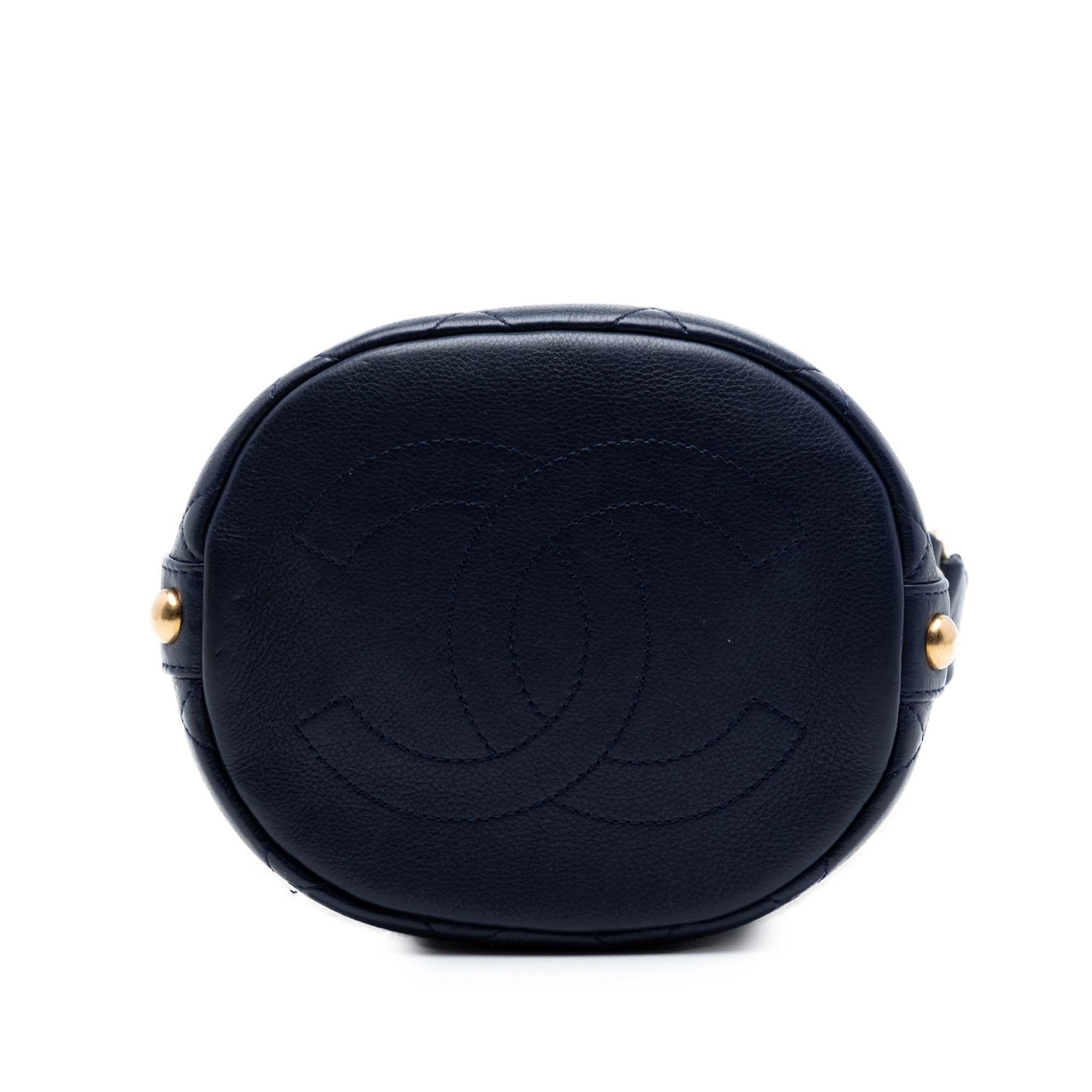 Chanel Medium CC Calfskin and Tweed Drawstring Bucket Bag