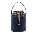 Chanel Medium CC Calfskin and Tweed Drawstring Bucket Bag