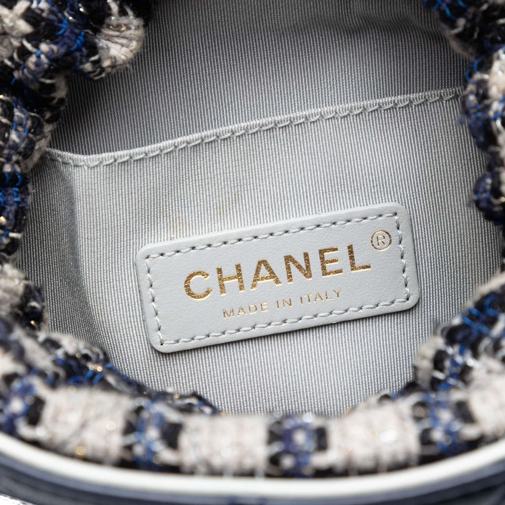Chanel Medium CC Calfskin and Tweed Drawstring Bucket Bag