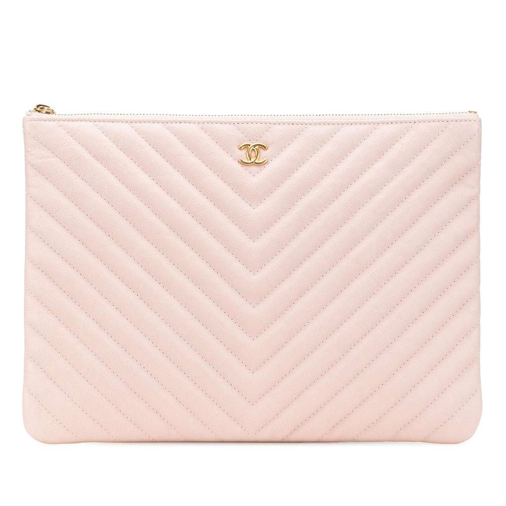 Chanel Medium CC Chevron Caviar O Case Clutch
