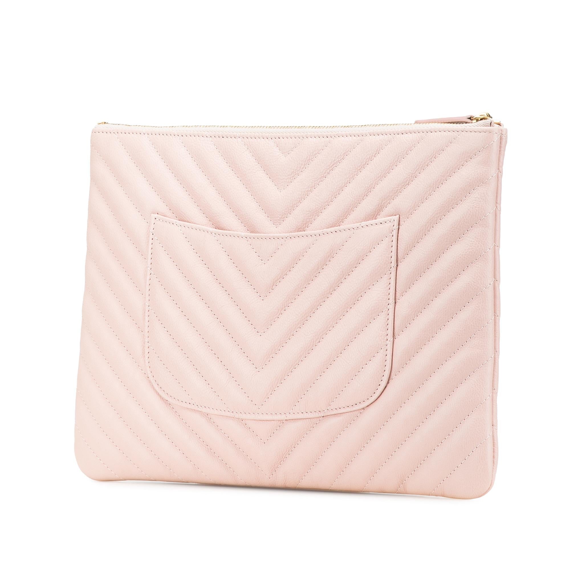 Chanel Medium CC Chevron Caviar O Case Clutch