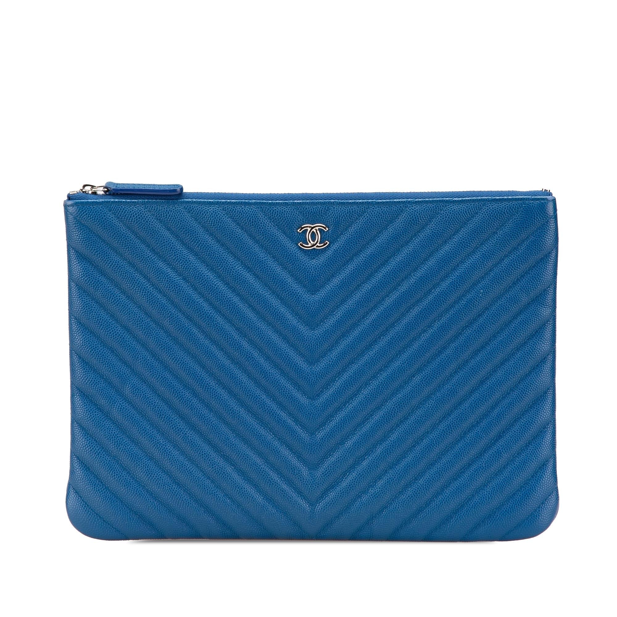 Chanel Medium CC Chevron Caviar O Case Clutch