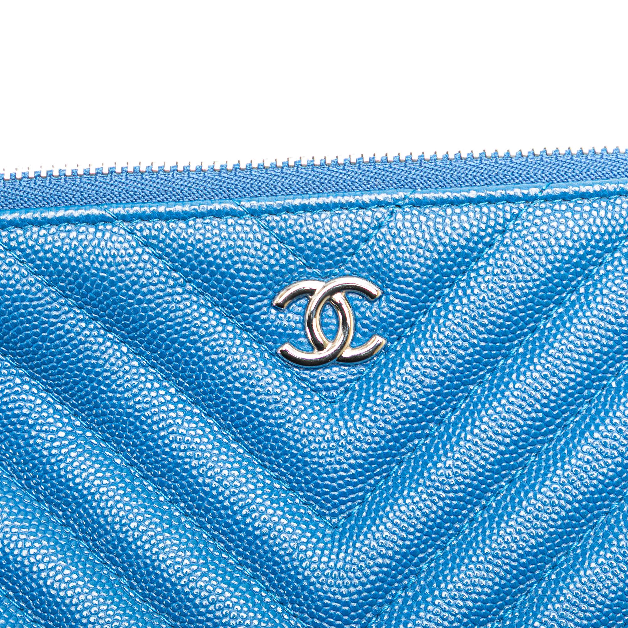 Chanel Medium CC Chevron Caviar O Case Clutch