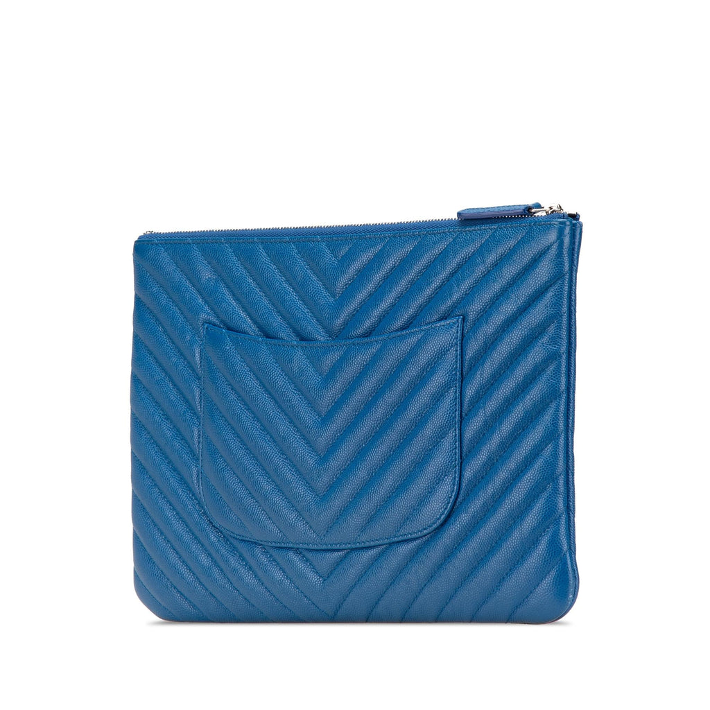 Chanel Medium CC Chevron Caviar O Case Clutch