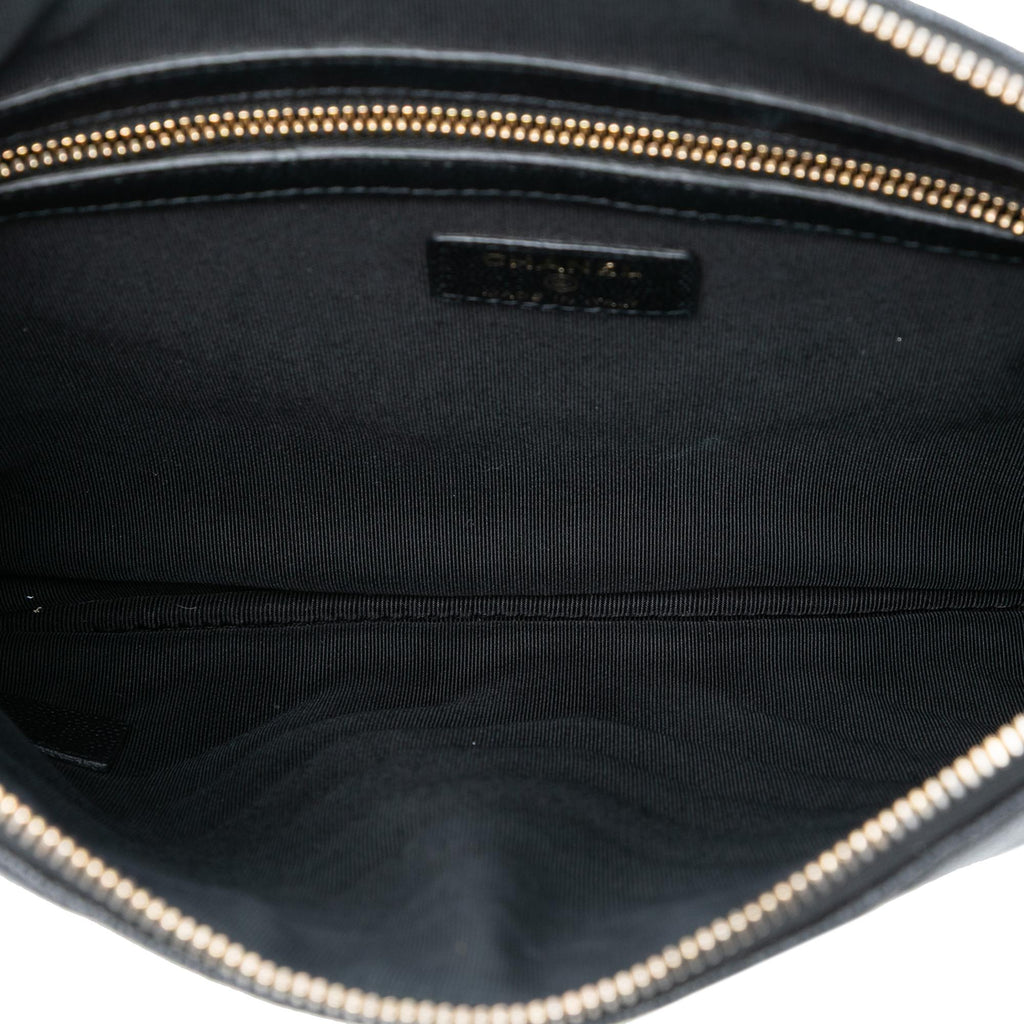 Chanel Medium CC Chevron Caviar O Case Clutch
