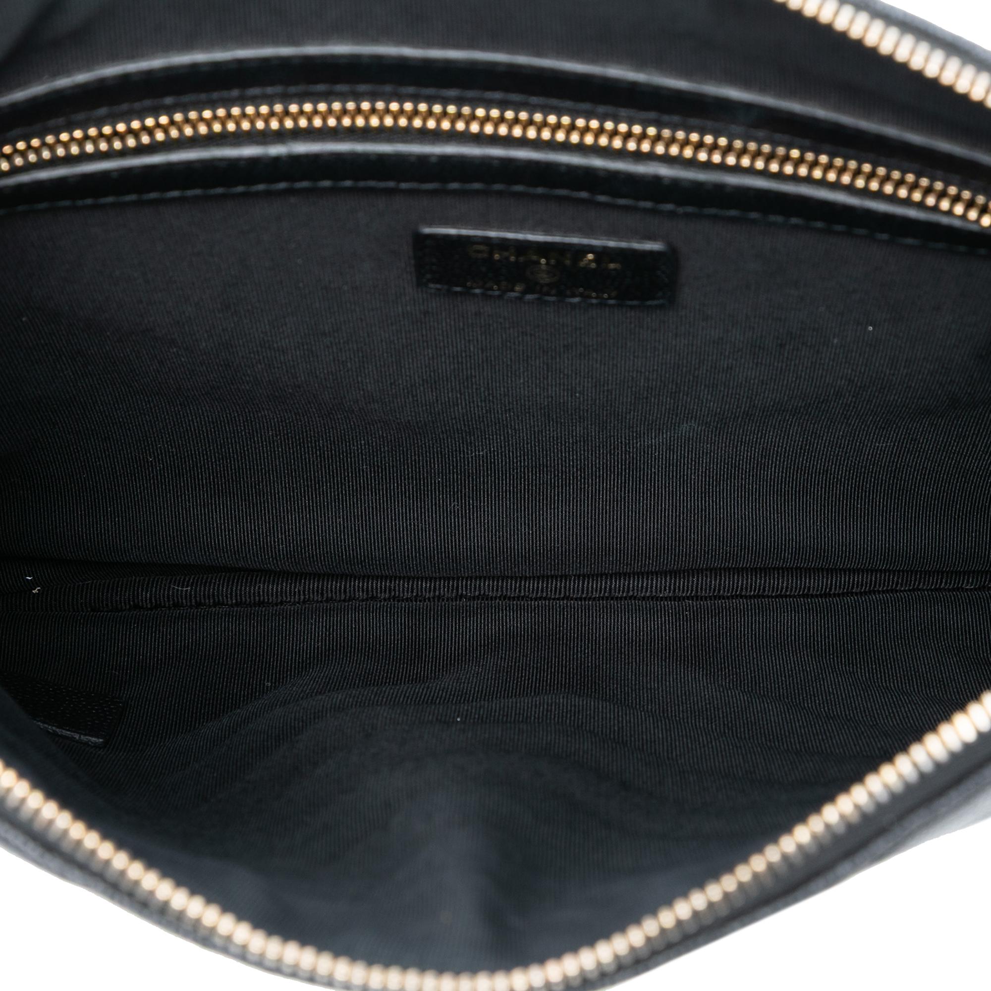 Chanel Medium CC Chevron Caviar O Case Clutch