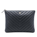 Chanel Medium CC Chevron Caviar O Case Clutch