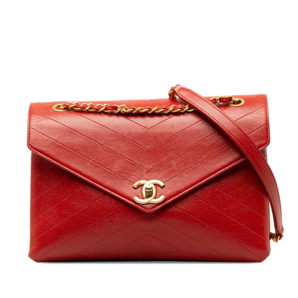 Chanel Medium CC Chevron Lambskin Envelope Flap (SHG-k9drR3)