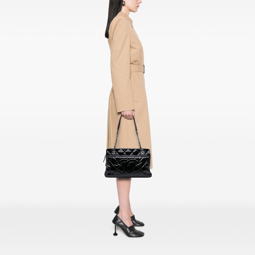 Chanel Medium CC Patent Soft Shopper Tote