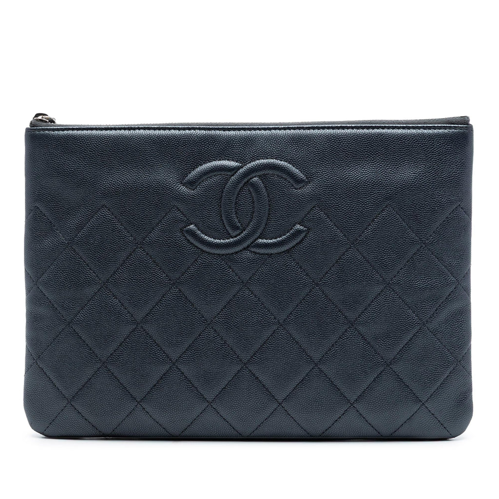Chanel Medium CC Quilted Caviar O Case Clutch