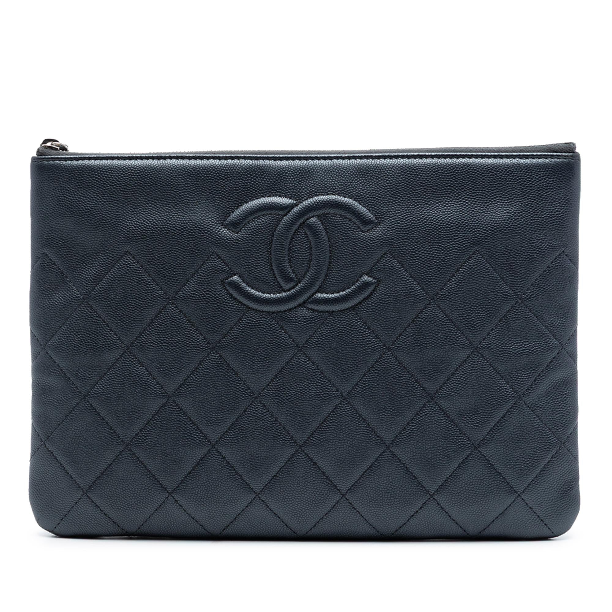 Chanel Medium CC Quilted Caviar O Case Clutch